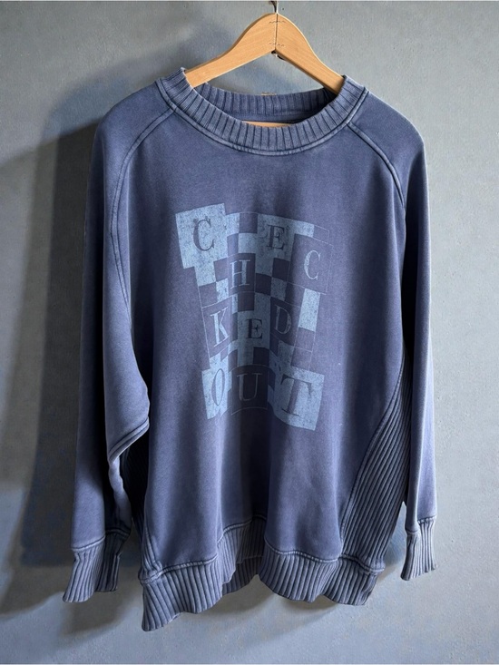 aerie Sweaters - aerie faded blue checkerboard graphic‎ crewneck